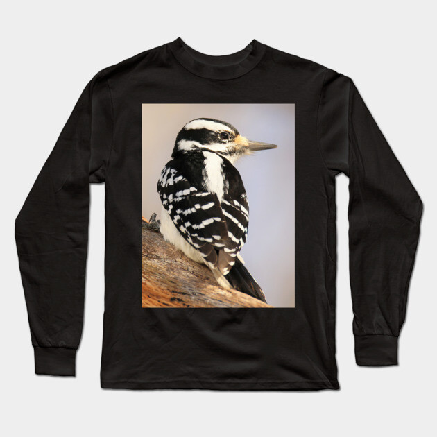 Hairy Woodpecker, bird, North American Bird, Songbird, Backyard Bird Long Sleeve T-Shirt by BirdsnStuff