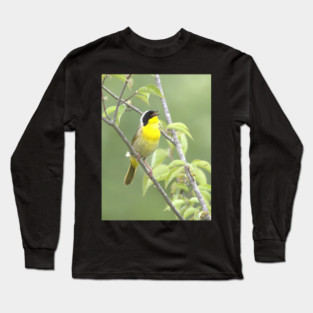 Common Yellowthroat bird with soft green out of focus background Long Sleeve T-Shirt
