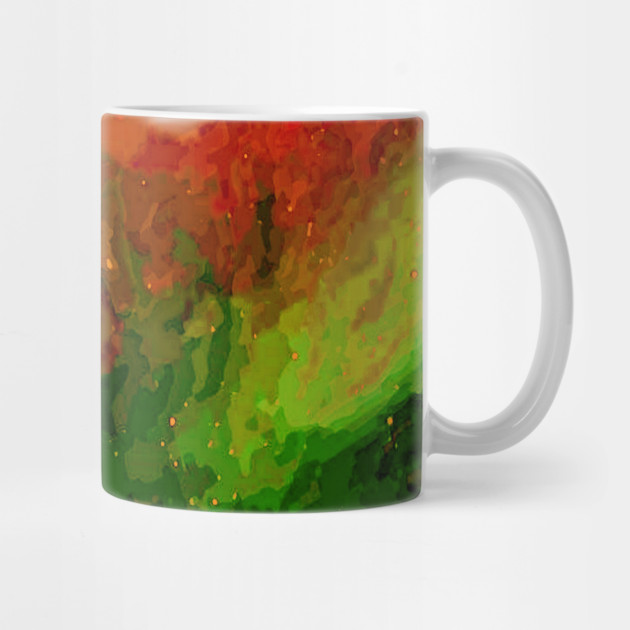 Oceanic Waves Digital Painting in Orange, Red, Green by BirdsnStuff