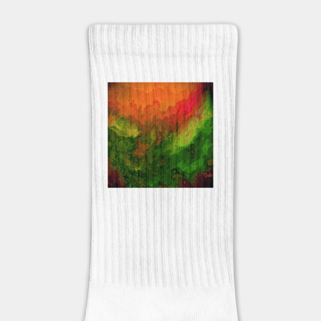 Oceanic Waves Digital Painting in Orange, Red, Green by BirdsnStuff