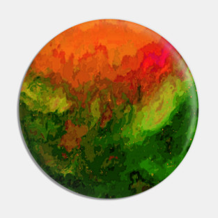 Oceanic Waves Digital Painting in Orange, Red, Green Pin