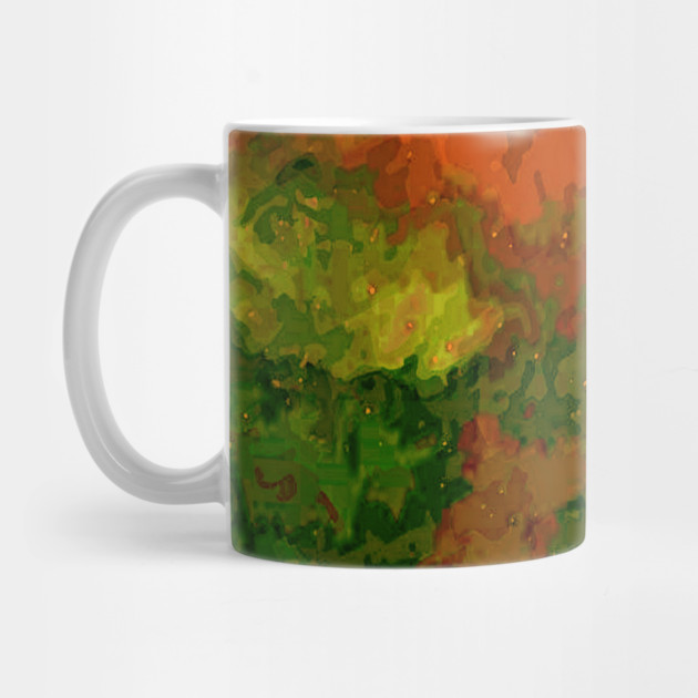 Oceanic Waves Digital Painting in Orange, Red, Green by BirdsnStuff