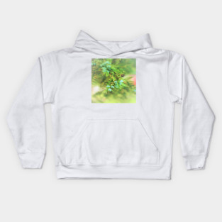 Fresh Greenery and Plant Life- Pine tree, plants, bokeh background Kids Hoodie