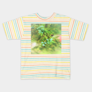 Fresh Greenery and Plant Life- Pine tree, plants, bokeh background Kids T-Shirt