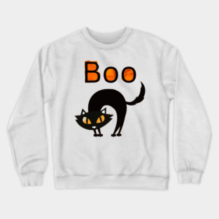 Boo Cat with arched black cat and orange eyes Crewneck Sweatshirt