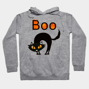 Boo Cat with arched black cat and orange eyes Hoodie