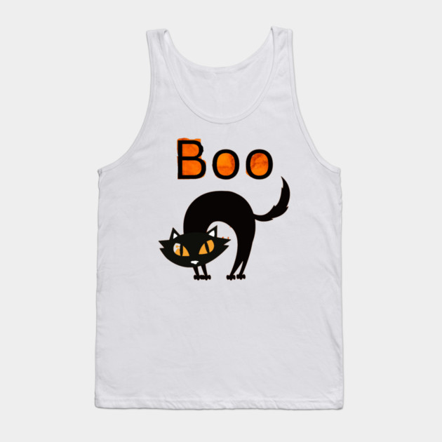 Boo Cat with arched black cat and orange eyes Tank Top by BirdsnStuff