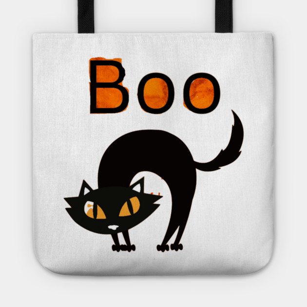 Boo Cat with arched black cat and orange eyes Tote by BirdsnStuff