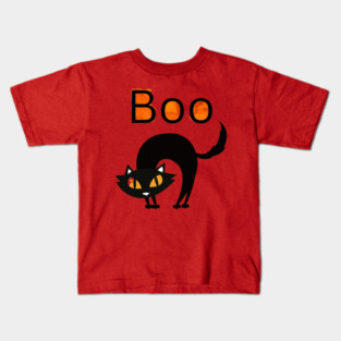 Boo Cat with arched black cat and orange eyes Kids T-Shirt