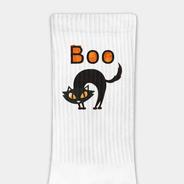Boo Cat with arched black cat and orange eyes by BirdsnStuff