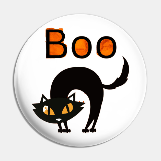 Boo Cat with arched black cat and orange eyes Pin by BirdsnStuff