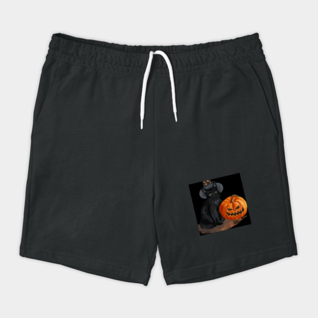 Halloween Cat with Scary Orange Pumpkin and Party Hat by BirdsnStuff