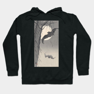 Bat and Full Moon by Ohara Koson Hoodie