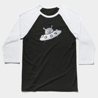 Alien In UFO Baseball T-Shirt