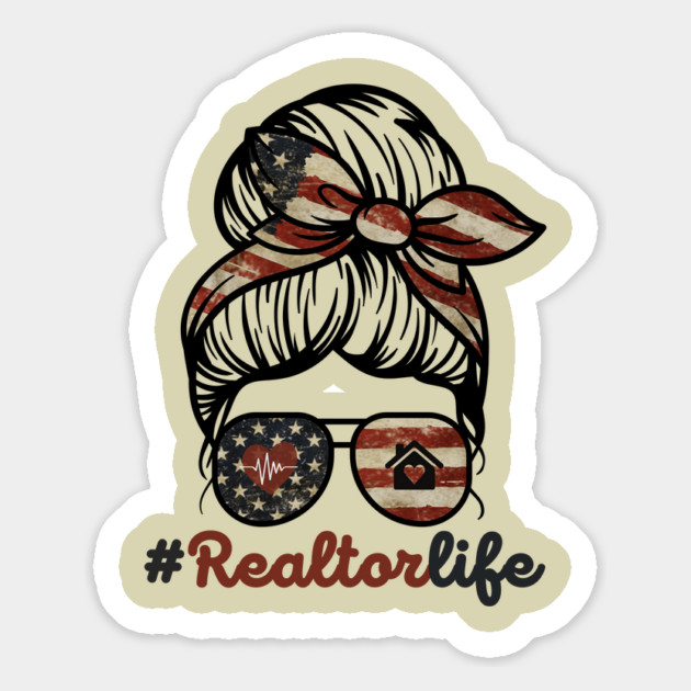 Realtor Life Messy Bun US Flag Magnet by The WYLD Tribe