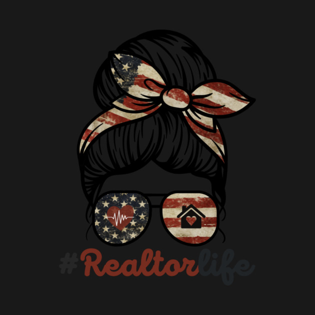 Realtor Life Messy Bun US Flag by The WYLD Tribe