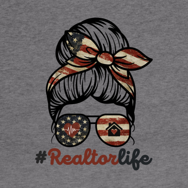 Realtor Life Messy Bun US Flag by The WYLD Tribe
