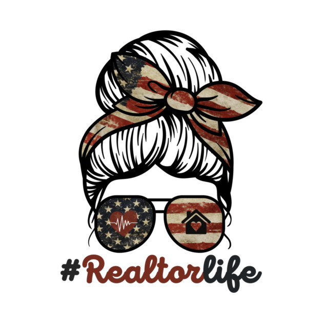 Realtor Life Messy Bun US Flag by The WYLD Tribe