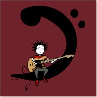 Electric bass guitar Posters and Art