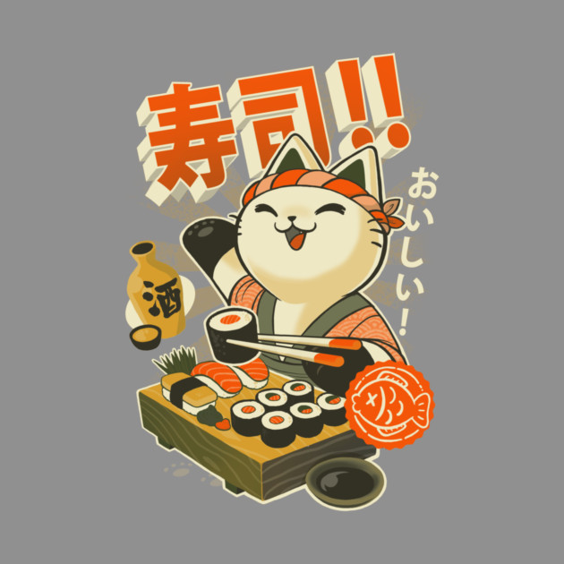 Sushi Chef - Cute Kitchen Kitty - Japanese Restaurant by BlancaVidal