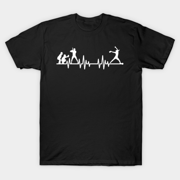Softball Pitcher Fastpitch Softball Player Love EKG Heartbeat T-Shirt