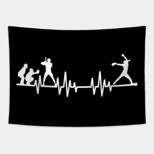 Softball Pitcher Fastpitch Softball Player Love EKG Heartbeat Tapestry