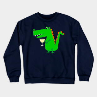 Funny Alligator Drinking Wine Crewneck Sweatshirt