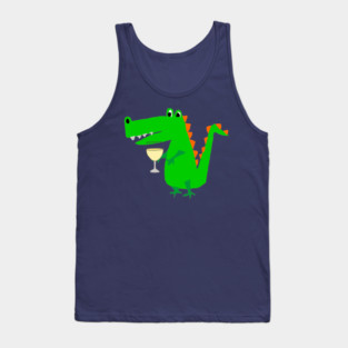 Funny Alligator Drinking Wine Tank Top