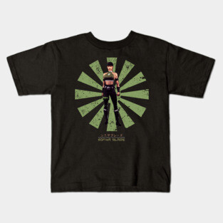 Sonya Blade Retro Japanese Mortal Kombat Kids T-Shirt