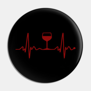 Wine Lover EKG Heartbeat Heart Healthy Red Wine Pin