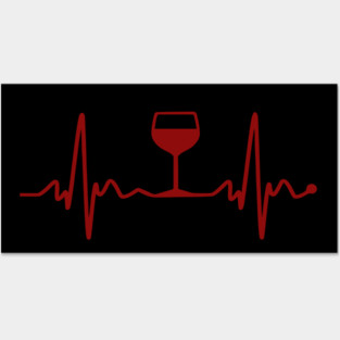 Wine Lover EKG Heartbeat Heart Healthy Red Wine Posters and Art