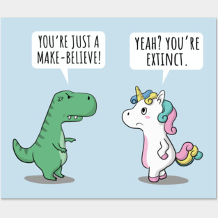 Cute Funny Angry Dinosaur Trex Extinct Unicorn Kids Gift Posters and Art