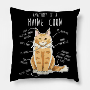Maine Coon Cat Anatomy Pillow