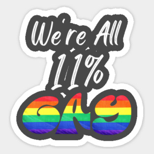We're All 11% Gay in White Text Magnet