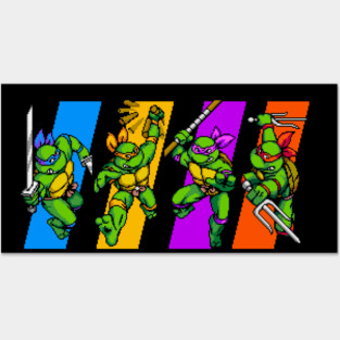 ninja turtles pixel art arcade Posters and Art