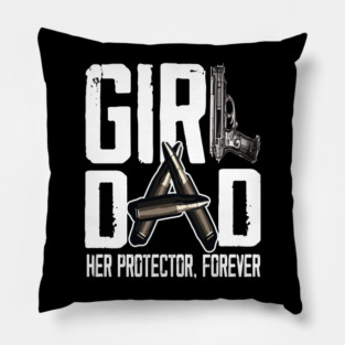 Mens Girl Dad Her Solder Forever Proud Fathers Day Dad of Girls Pillow