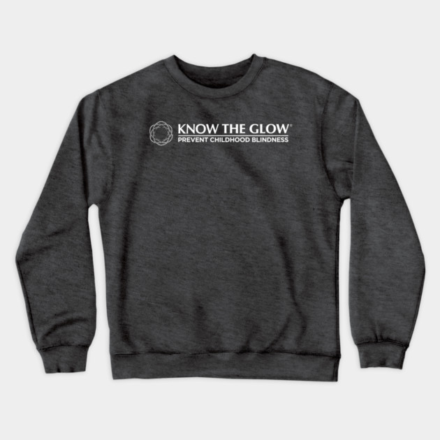 Know The Glow White Logo Crewneck Sweatshirt by World Eye Cancer Hope