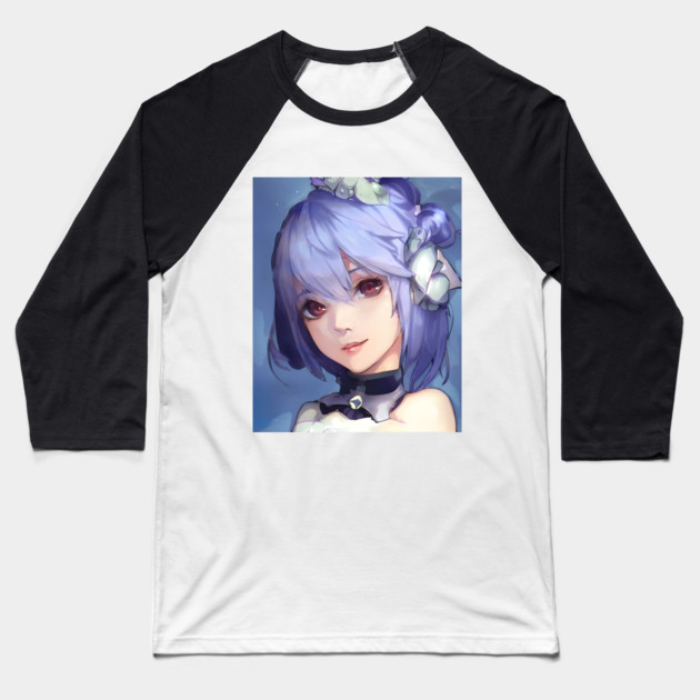 anime girl blue hair Baseball T-Shirt by animegirlnft