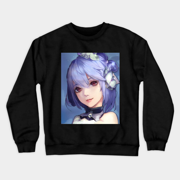 anime girl blue hair Crewneck Sweatshirt by animegirlnft