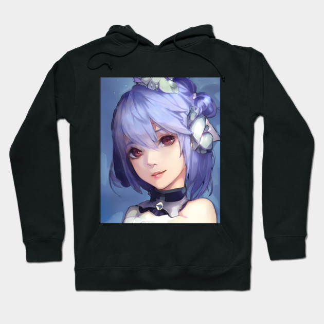 anime girl blue hair Hoodie by animegirlnft