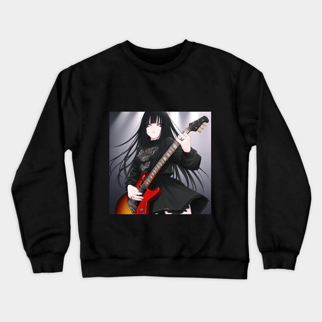 guitar girl Crewneck Sweatshirt by animegirlnft