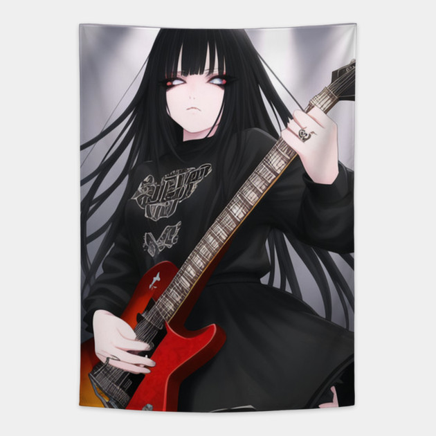 guitar girl Tapestry by animegirlnft