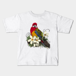 Eastern Rosella and Plumerias Kids T-Shirt