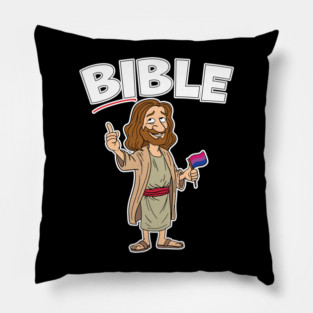 LGBTQIA Pride Bisexual Bi Jesus Pointing At Bi in Bible Pillow