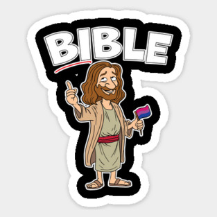 LGBTQIA Pride Bisexual Bi Jesus Pointing At Bi in Bible Sticker