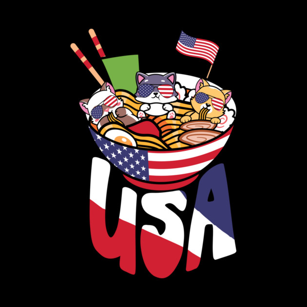 Ramen Cats US Flag 4th July by The WYLD Tribe
