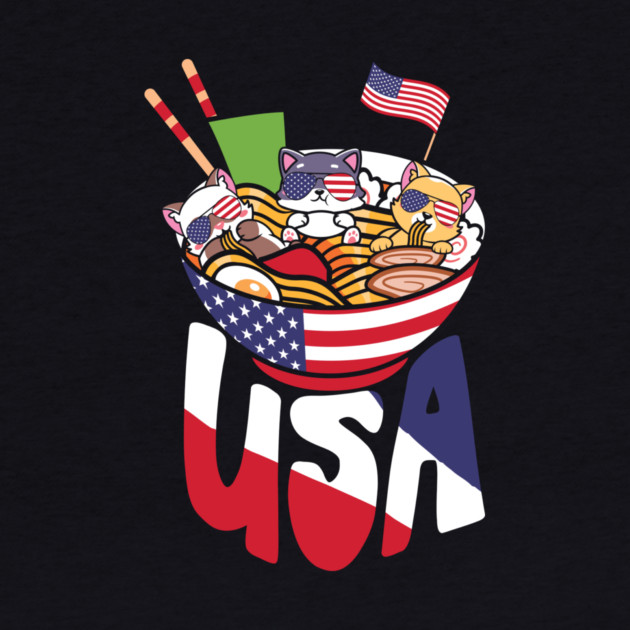 Ramen Cats US Flag 4th July by The WYLD Tribe