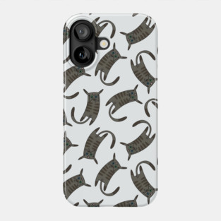Dark Brown Tabby Cat Pattern Phone Case