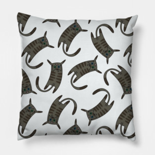 Dark Brown Tabby Cat Pattern Pillow