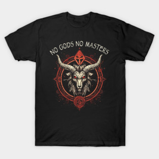 Occult Satanic Gothic Baphomet No Gods No Masters T-Shirt